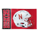 Wholesale-Nebraska Cornhuskers HELMET Flag - Deluxe 3' X 5'