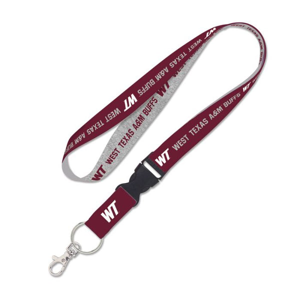 Wholesale-West Texas A&amp;M Buffaloes HEATHER Lanyard w/detachable buckle 1"