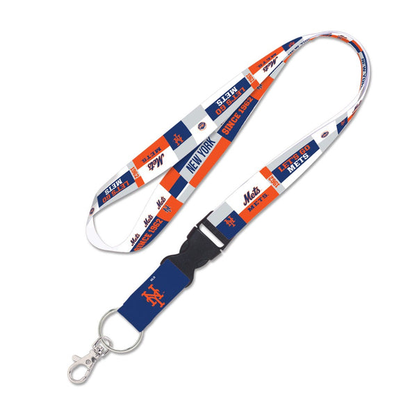 New York Mets color block Lanyard w/detachable buckle 1"