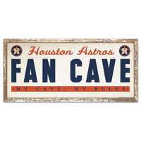 Houston Astros FAN CAVE Wood Sign 8" x 17"