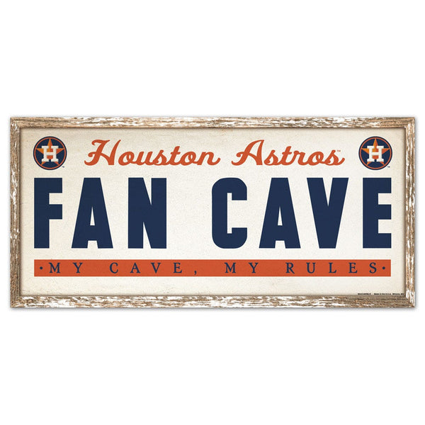 Houston Astros FAN CAVE Wood Sign 8" x 17"