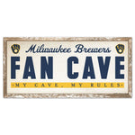Milwaukee Brewers FAN CAVE Wood Sign 8" x 17"