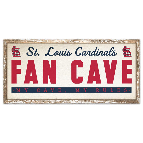 St. Louis Cardinals FAN CAVE Wood Sign 8" x 17"