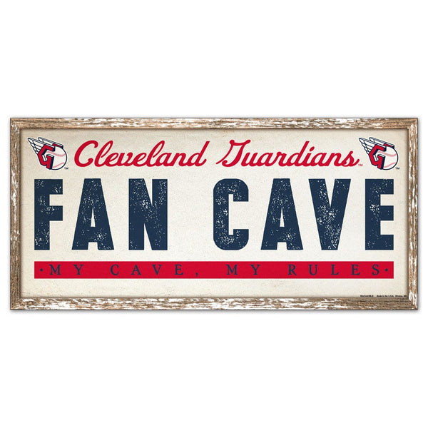 Cleveland Guardians FAN CAVE Wood Sign 8" x 17"