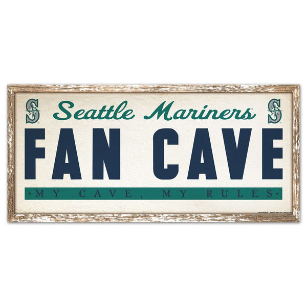 Seattle Mariners FAN CAVE Wood Sign 8" x 17"