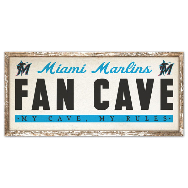 Miami Marlins FAN CAVE Wood Sign 8" x 17"