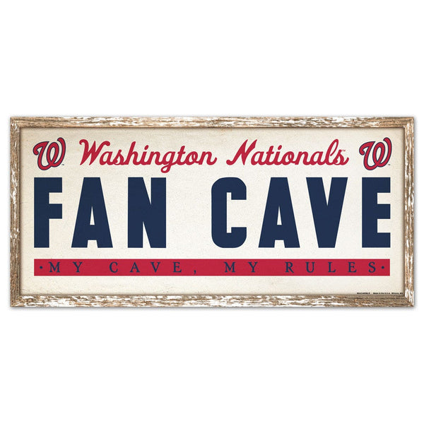 Washington Nationals FAN CAVE Wood Sign 8" x 17"