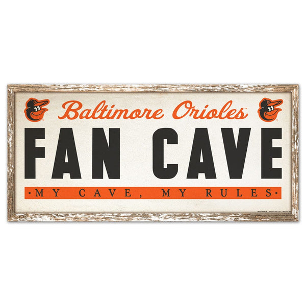 Baltimore Orioles FAN CAVE Wood Sign 8" x 17"