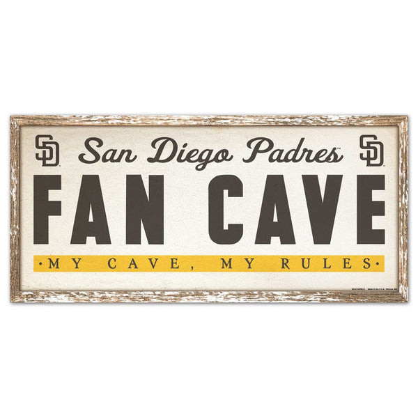 San Diego Padres FAN CAVE Wood Sign 8" x 17"