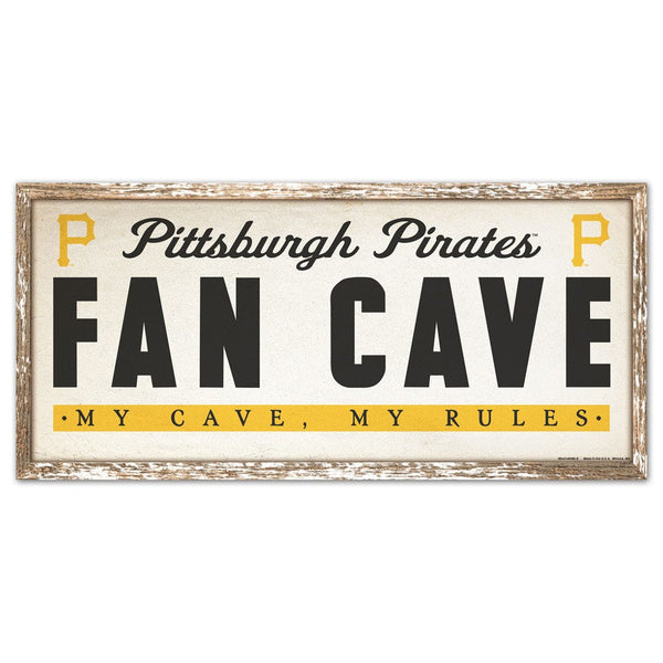 Pittsburgh Pirates FAN CAVE Wood Sign 8" x 17"