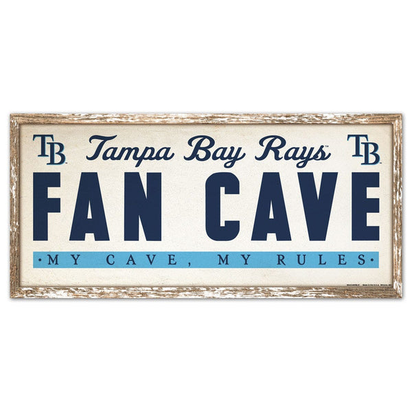 Tampa Bay Rays FAN CAVE Wood Sign 8" x 17"