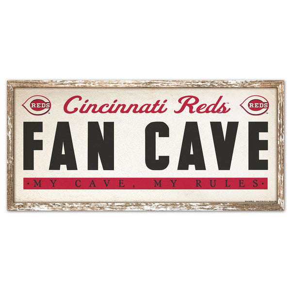 Cincinnati Reds FAN CAVE Wood Sign 8" x 17"