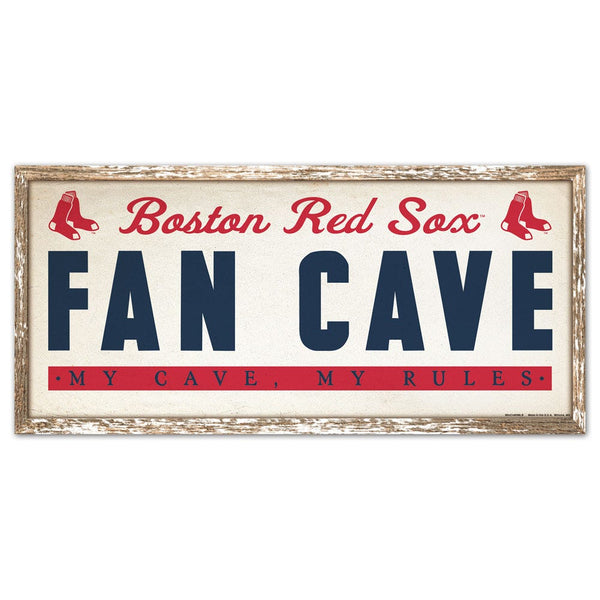 Boston Red Sox FAN CAVE Wood Sign 8" x 17"