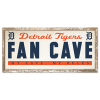 Detroit Tigers FAN CAVE Wood Sign 8" x 17"
