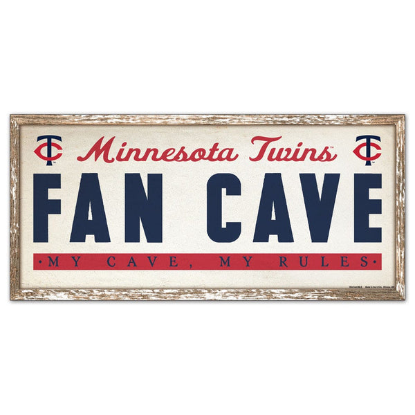 Minnesota Twins FAN CAVE Wood Sign 8" x 17"