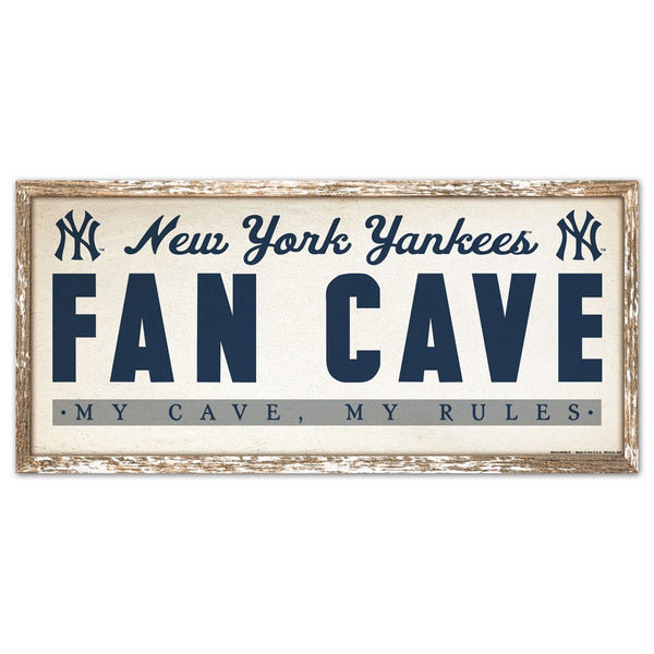 New York Yankees FAN CAVE Wood Sign 8" x 17"