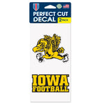 Iowa Hawkeyes / Vintage Collegiate IOWA FOOTBALL VINTAGE Perfect Cut Decal Set of two 4"x4"