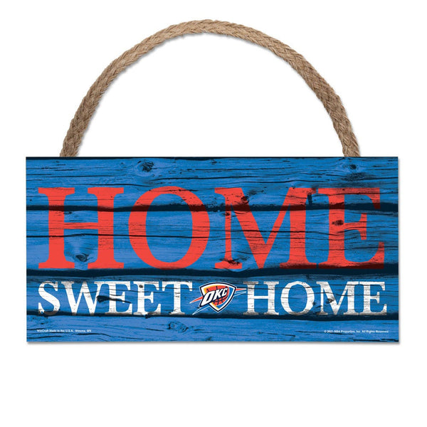 Oklahoma City Thunder home sweet home Wood Sign w/Rope 5" x 10"