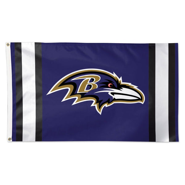 Baltimore Ravens Vertical Stripes Flag - Deluxe 3' X 5'