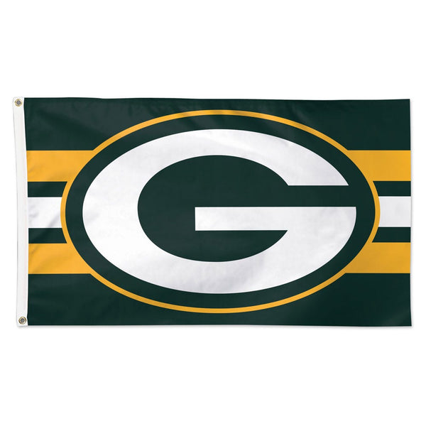 Green Bay Packers Horiz. Stripes Flag - Deluxe 3' X 5'
