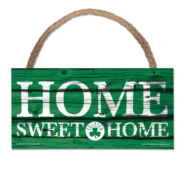 Boston Celtics home sweet home Wood Sign w/Rope 5" x 10"