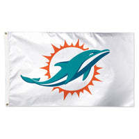 Miami Dolphins White Background Flag - Deluxe 3' X 5'