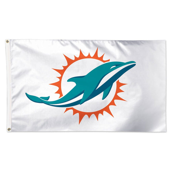 Miami Dolphins White Background Flag - Deluxe 3' X 5'