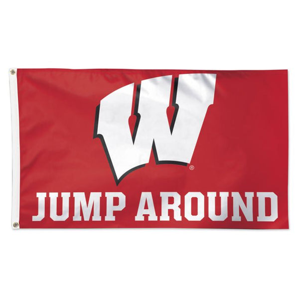 Wholesale-Wisconsin Badgers JUMP AROUND Flag - Deluxe 3' X 5'