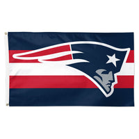 New England Patriots Horiz. Stripes Flag - Deluxe 3' X 5'