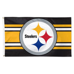 Pittsburgh Steelers Horiz. Stripes Flag - Deluxe 3' X 5'