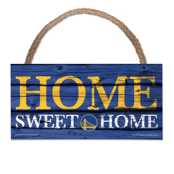 Golden State Warriors home sweet home Wood Sign w/Rope 5" x 10"
