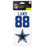 Dallas Cowboys Perfect Cut Decal Set of two 4"x4" CeeDee Lamb