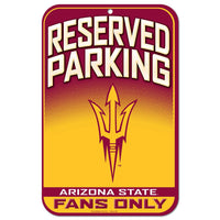 Arizona State Sun Devils Reserved Parking Plastic Sign 11" x 17"