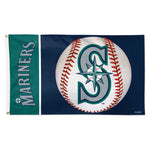 Seattle Mariners ball Flag - Deluxe 3' X 5'