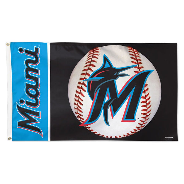 Miami Marlins ball Flag - Deluxe 3' X 5'