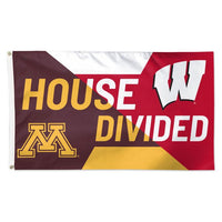 Wholesale-Minnesota Golden Gophers / Wisconsin Badgers House Divided NCAA Flag - Deluxe 3' X 5' NCAA Rivalry