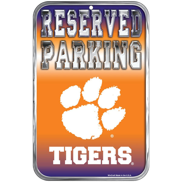 Clemson Tigers Reserved Parking Plastic Sign 11" x 17"