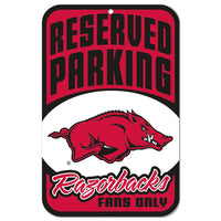 Arkansas Razorbacks Reserved Parking Plastic Sign 11" x 17"