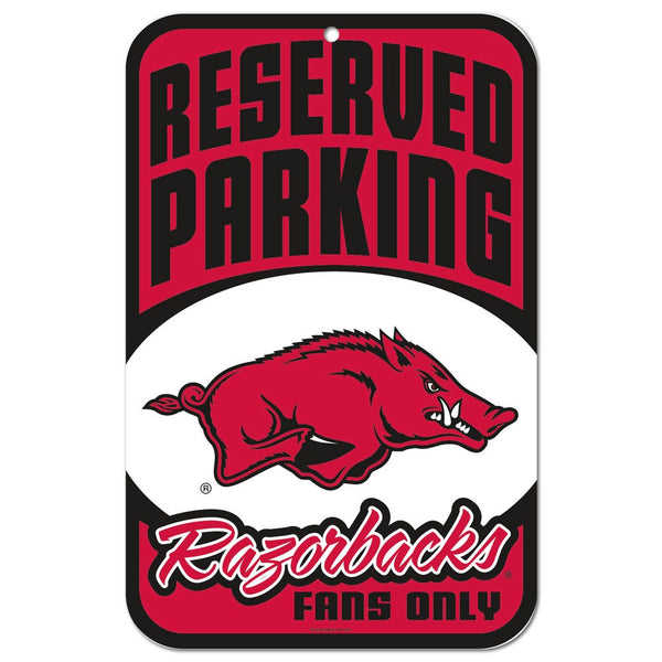 Arkansas Razorbacks Reserved Parking Plastic Sign 11" x 17"