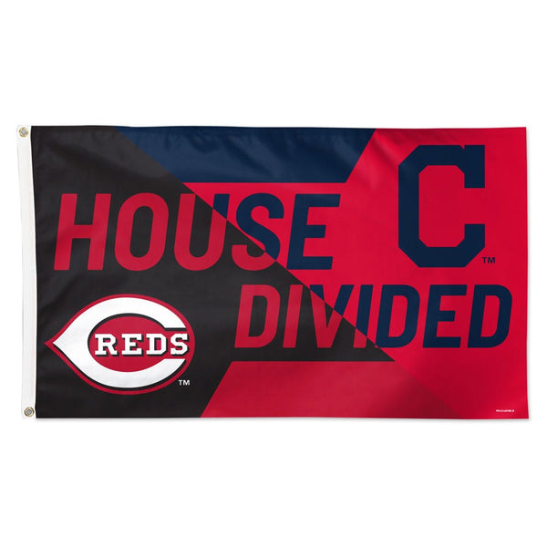 Cincinnati Reds / Cleveland Guardians house divided Flag - Deluxe 3' X 5' House Divided MLB