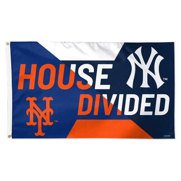 New York Mets / New York Yankees house divided Flag - Deluxe 3' X 5' House Divided MLB
