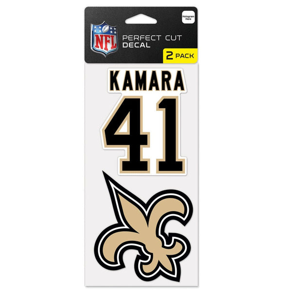 New Orleans Saints Perfect Cut Decal Set of Two 4"x4" Alvin Kamara