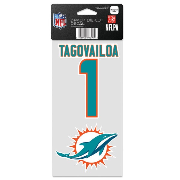 Miami Dolphins Perfect Cut Decal Set of two 4"x4" Tua Tagovailoa