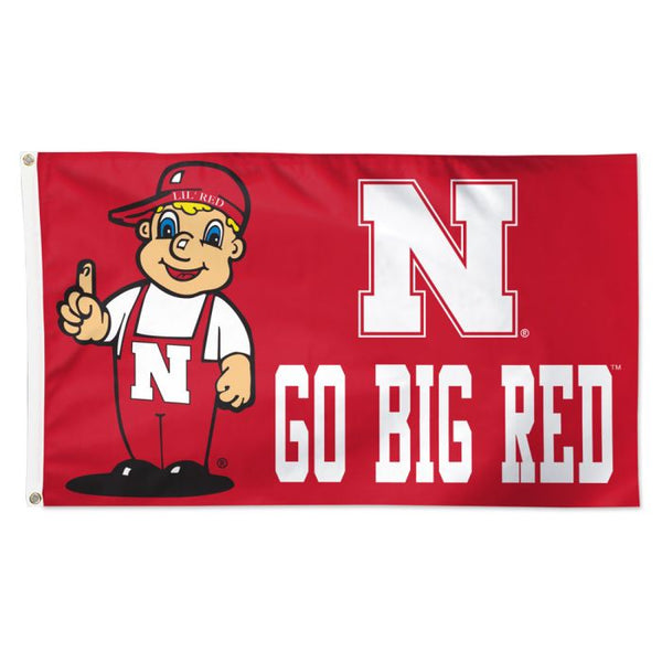 Wholesale-Nebraska Cornhuskers Mascot Flag - Deluxe 3' X 5'