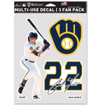 Milwaukee Brewers PLAYERS CHOICE DIAMOND CLUB(R) Multi Use 3 Fan Pack Christian Yelich