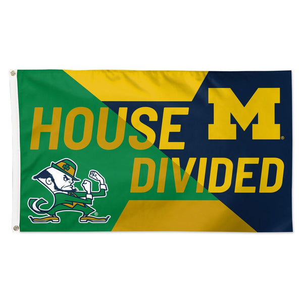 Michigan Wolverines / Notre Dame Fighting Irish HOUSE DIVIDED Flag - Deluxe 3' X 5' NCAA Rivalry