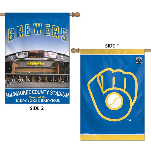 Milwaukee Brewers / Stadium MLB Vertical Flag 2 Sided 28" x 40"