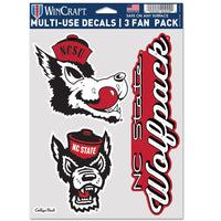 NC State Wolfpack /College Vault SLOBBERING WOLF Multi Use 3 Fan Pack
