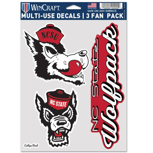 Wholesale-NC State Wolfpack /College Vault SLOBBERING WOLF Multi Use 3 Fan Pack