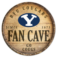 Brigham Young Cougars Wood Sign 14" Rnd